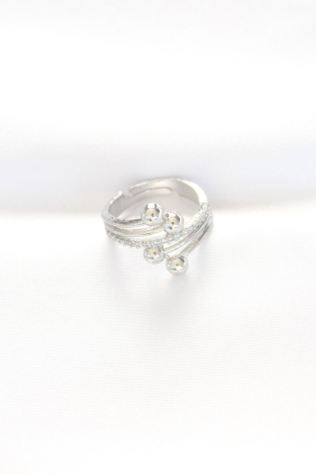 Topçuk Model Zirkon Taşlı Silver Renk Ayarlanabilir Yüzük - BYK3137