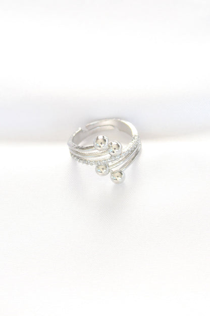 Topçuk Model Zirkon Taşlı Silver Renk Ayarlanabilir Yüzük - BYK3137