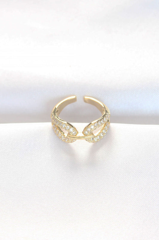 BYK3109 - Zirkon Taşlı Gold Renk Ayarlanabilir Yüzük