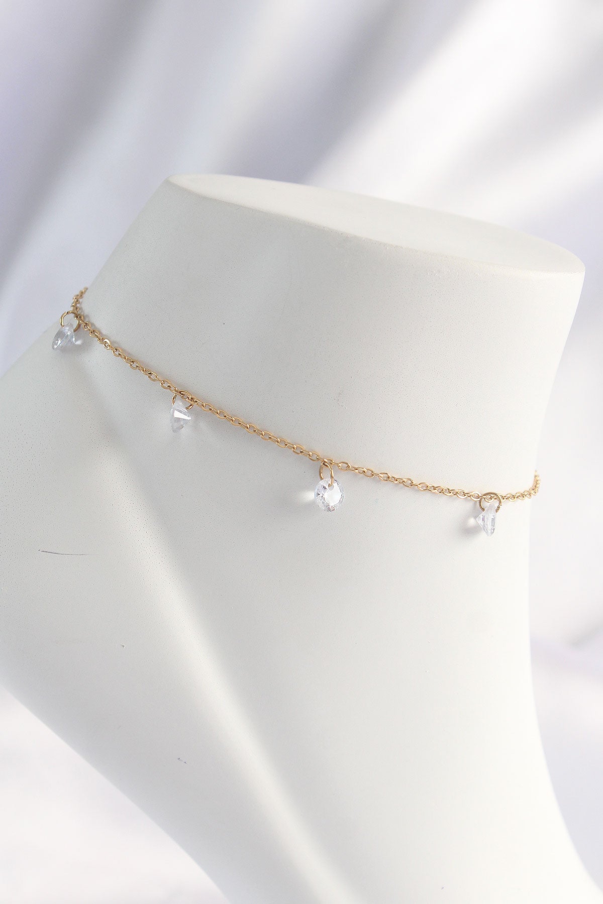 HH1621 - 316L Çelik Gold Renk Zirkon Taşlı Halhal
