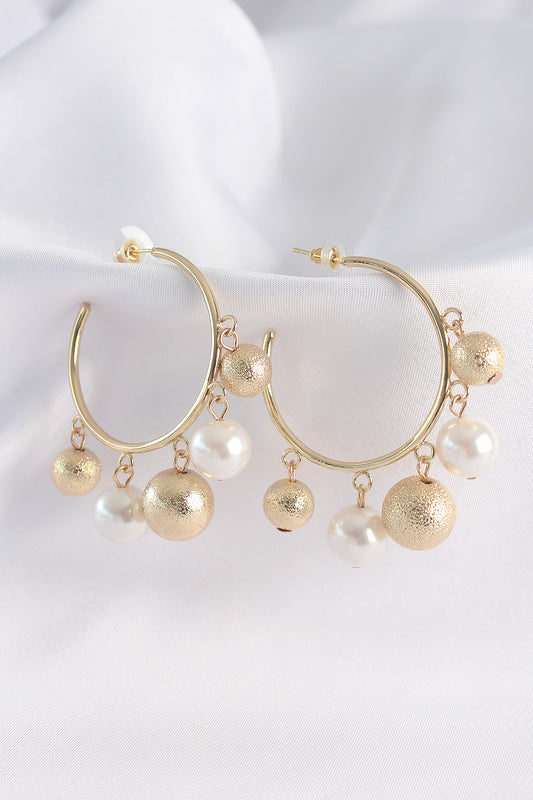 BKP8908 - Pirinç Gold Renk Topçuk Model Halka Küpe