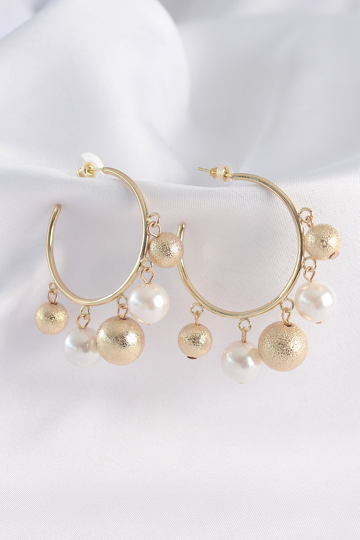 BKP8908 - Pirinç Gold Renk Topçuk Model Halka Küpe