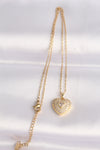 BKO8624 - 316L Çelik Zincir Altın Renk Zirkon Taşlı Kalp Kolye