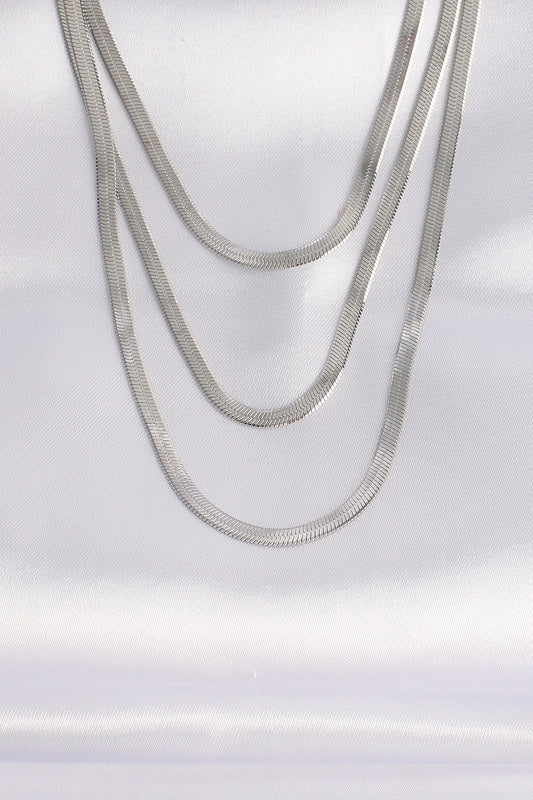 BKO8698 - 316L Çelik İtalyan Zincir Gümüş Renk Çoklu Kolye