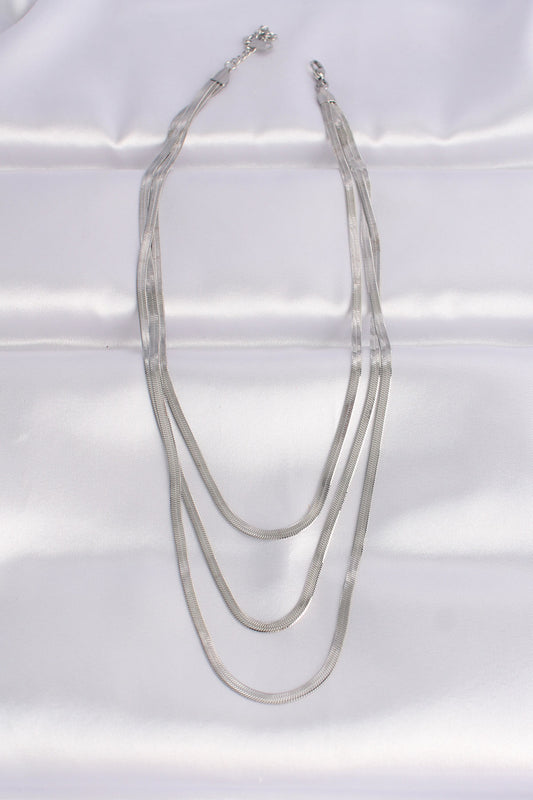 BKO8698 - 316L Çelik İtalyan Zincir Gümüş Renk Çoklu Kolye