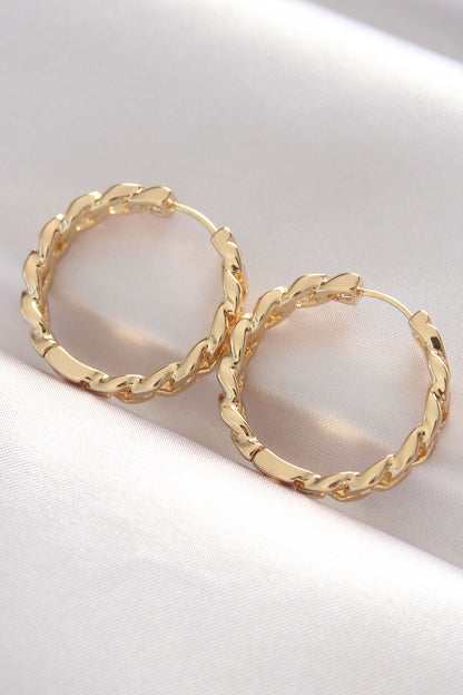 BKP8970 - Pirinç Gold Renk Zincir Model Halka Küpe