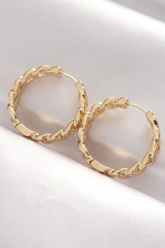 BKP8970 - Pirinç Gold Renk Zincir Model Halka Küpe