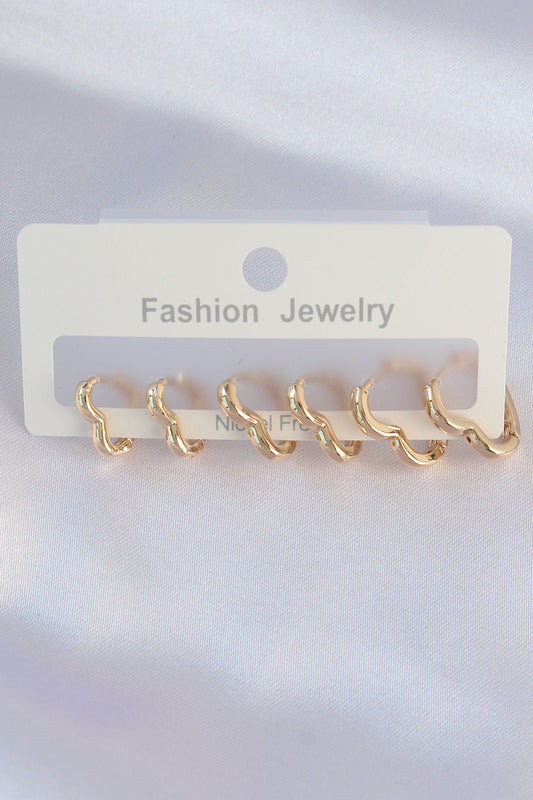 Pirinç Gold Renk Kalp Model Küpe Seti - BKP8992