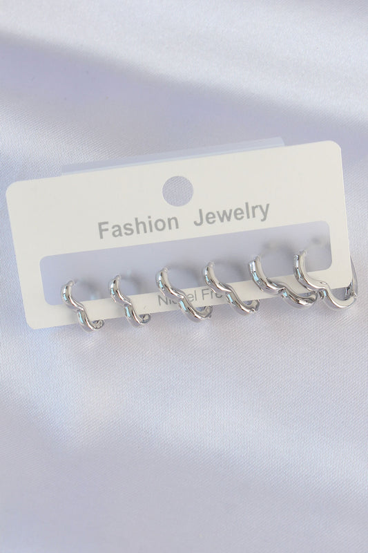 BKP8993 - Pirinç Gümüş Renk Kalp Model Küpe Seti