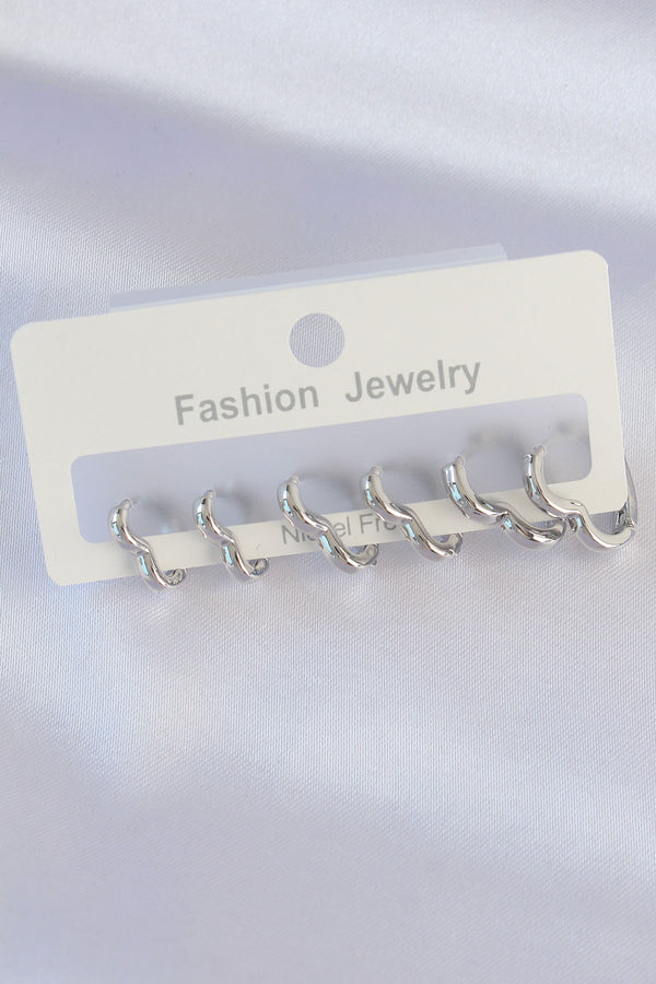 BKP8993 - Pirinç Gümüş Renk Kalp Model Küpe Seti