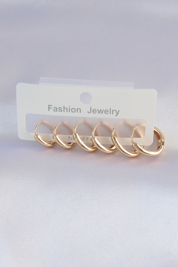 BKP8998 - Pirinç Gold Renk Oval Küpe Seti