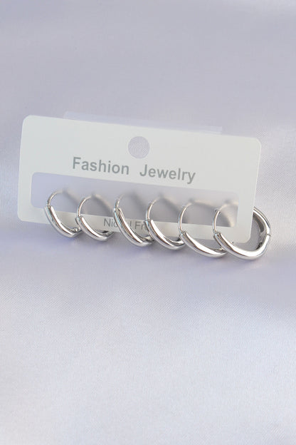 BKP8999 - Pirinç Gümüş Renk Oval Küpe Seti