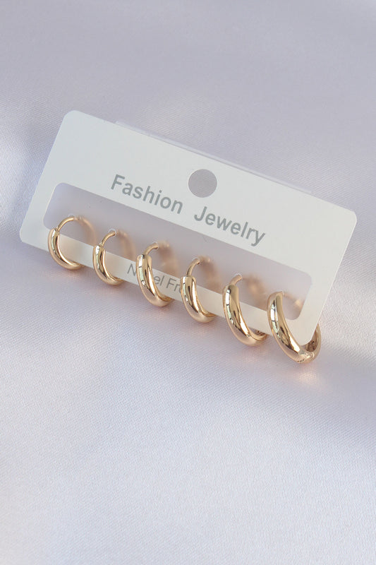 Pirinç Gold Renk Oval Küpe Seti - BKP9002