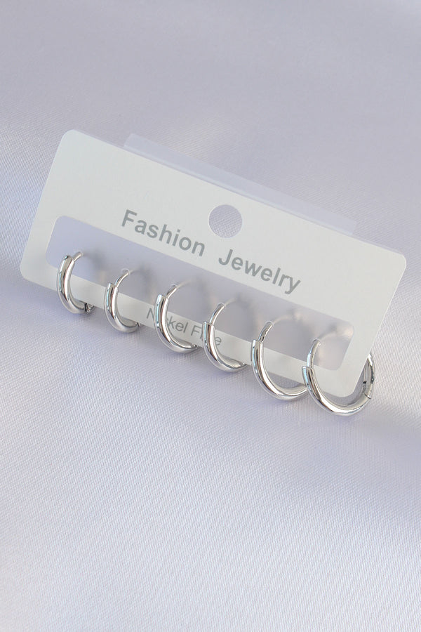 BKP9003 - Pirinç Gümüş Renk Oval Küpe Seti