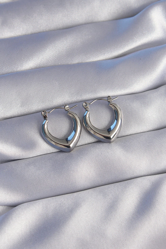 BKP9036 - 316L Çelik Gümüş Renk İçi Oval Tasarımlı Küpe