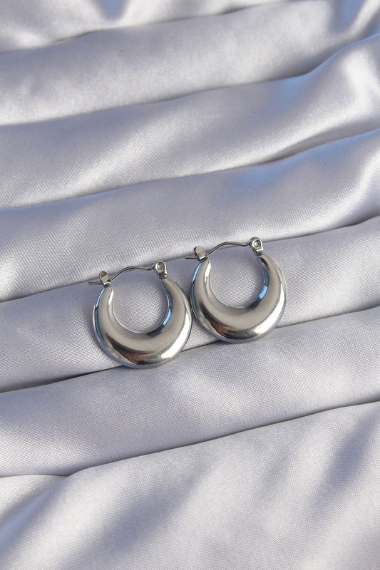 BKP9039 - 316L Çelik Gümüş Renk Oval Ayna Model Küpe