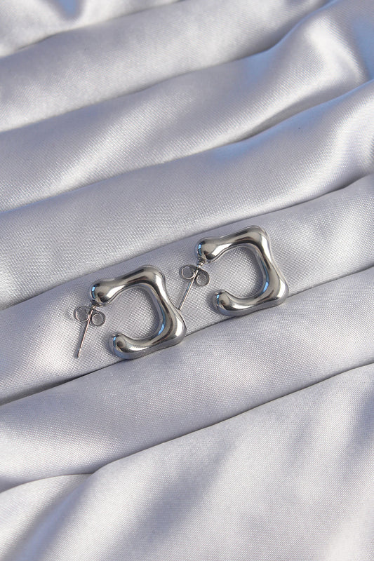 BKP9042 - 316L Çelik Gümüş Renk Minimal Bubble Küpe