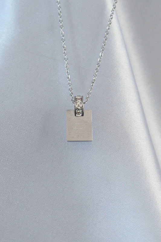 BKO8908 - 316L Çelik Zincir Gümüş Renk Zirkon Taşlı Aşk Mektubu Kolye