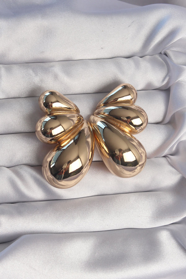 BKP9111 - Pirinç Gold Renk İri Bombeli Kelebek Küpe