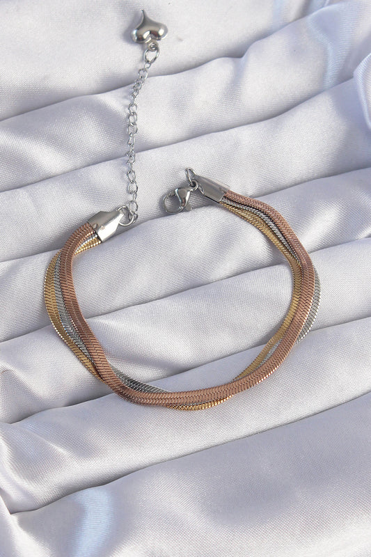 BB6186 - 316L Çelik Renkli İtalyan Zincir Model Çoklu Bileklik