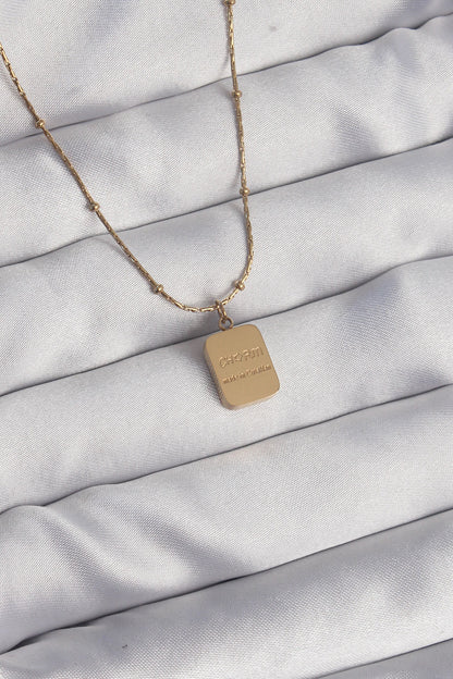 BKO8928 - 316L Çelik Gold Renk Kare Charm Model Kolye