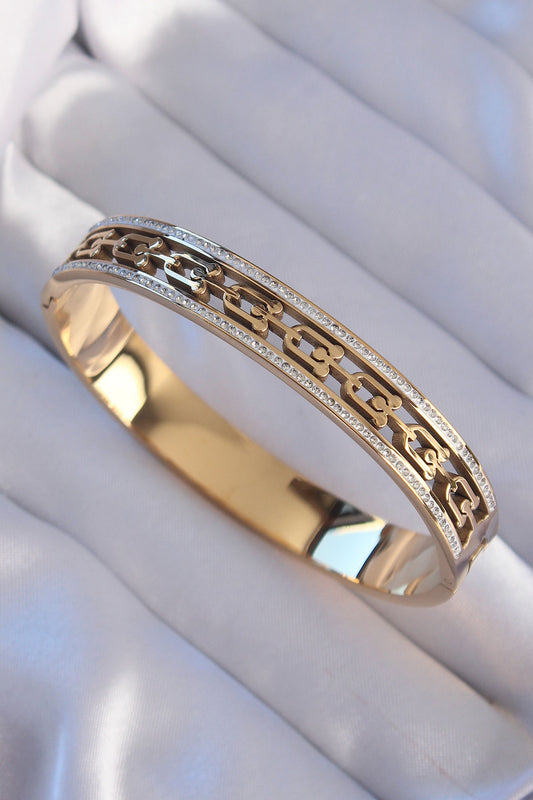 BB6188 - 316L Çelik Gold Renk Zirkon Taşlı Model Kelepçe