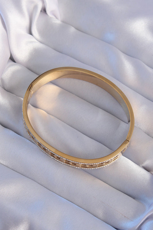 BB6188 - 316L Çelik Gold Renk Zirkon Taşlı Model Kelepçe