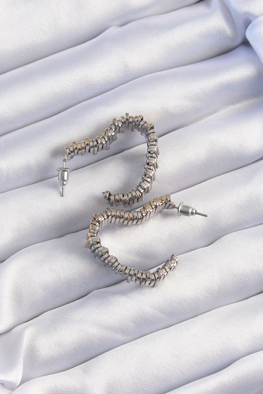 BKP9227 - Pirinç Gold Gümüş Renkli Tırtıklı Kalp Küpe