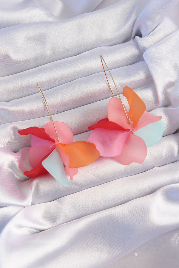 BKP9260 - Pirinç Karışık Soft Renkli Flora Küpe