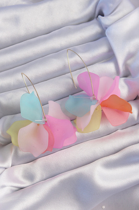 BKP9267 - Pirinç Karışık Renkli Flora Küpe