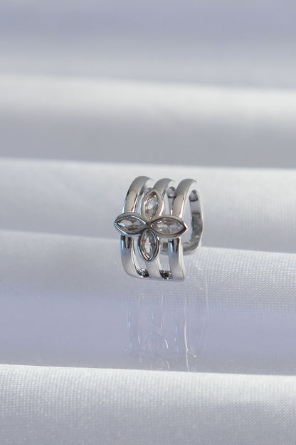 Pirinç Gümüş Renk Yonca Earcuff Küpe - BKP9330