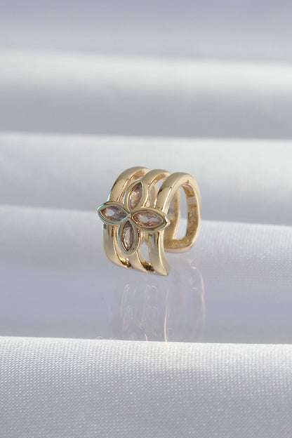 Pirinç Gold Renk Yonca Earcuff Küpe - BKP9331