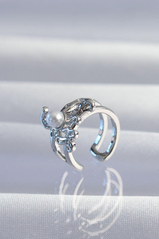 Pirinç Gümüş Renk İncili Ahtapot Earcuff Küpe - BKP9332