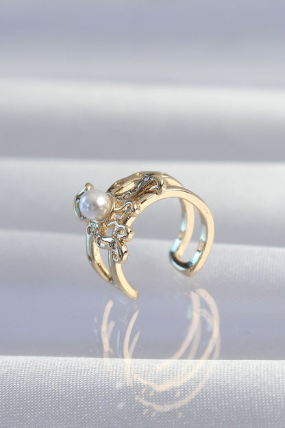 Pirinç Gold Renk İncili Ahtapot Earcuff Küpe - BKP9333