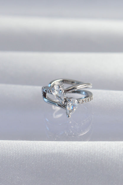 Pirinç Gümüş Renk Zirkon Taşlı Damla Earcuff Küpe - BKP9334