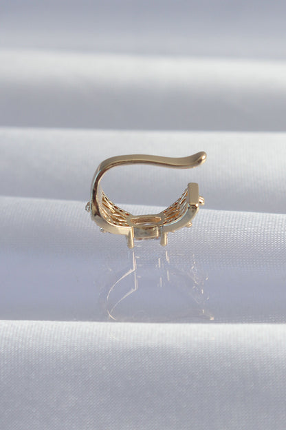 Pirinç Gold Renk Zirkon Taş Kaplama Earcuff Küpe - BKP9337