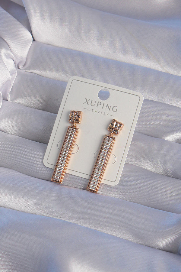 BKP9353 - XUPİNG Rose Renk Zirkon Taşlı Su Yolu Küpe