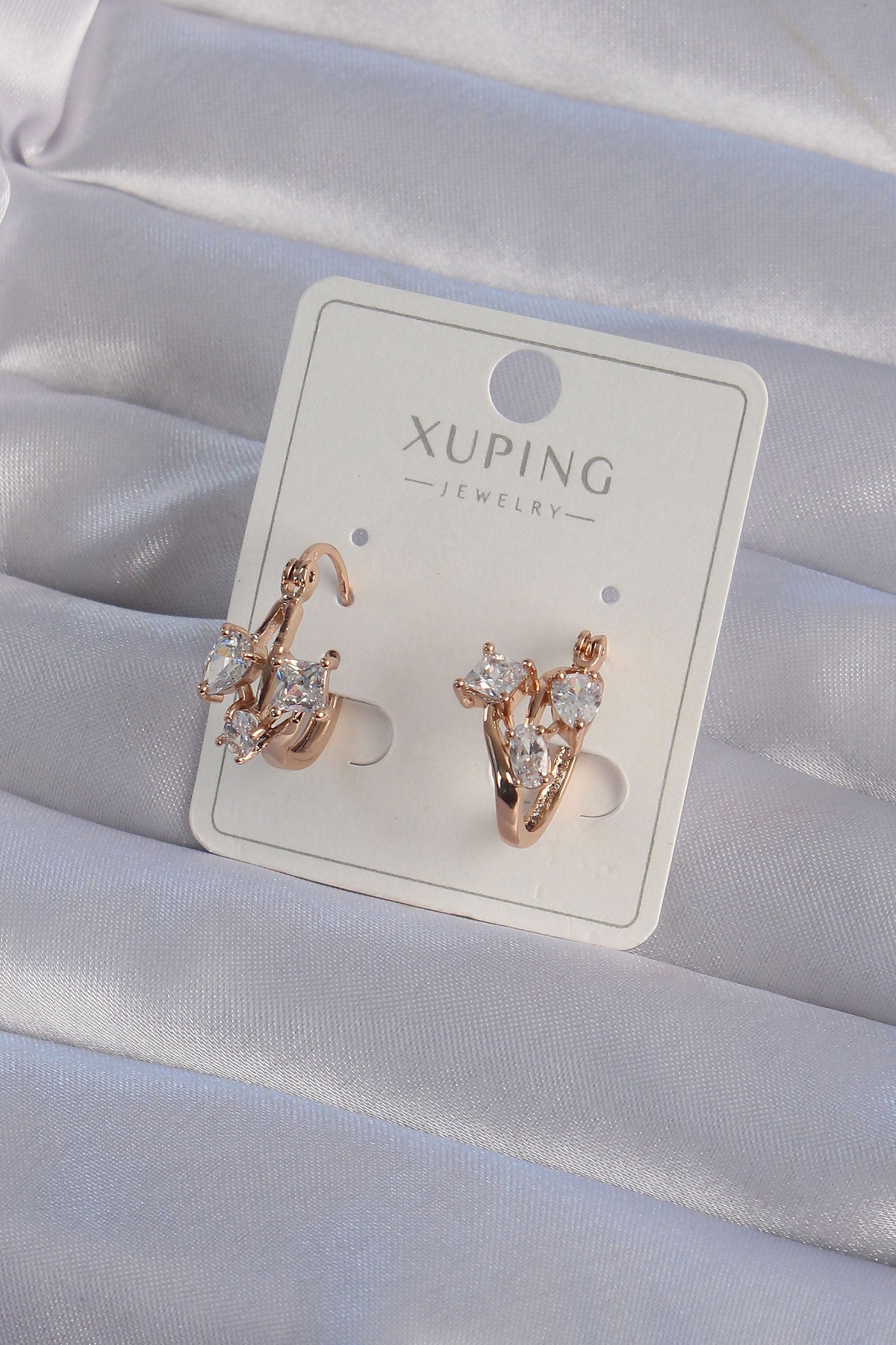 BKP9358 - XUPİNG Rose Renk Zirkon Taşlı Halka Küpe
