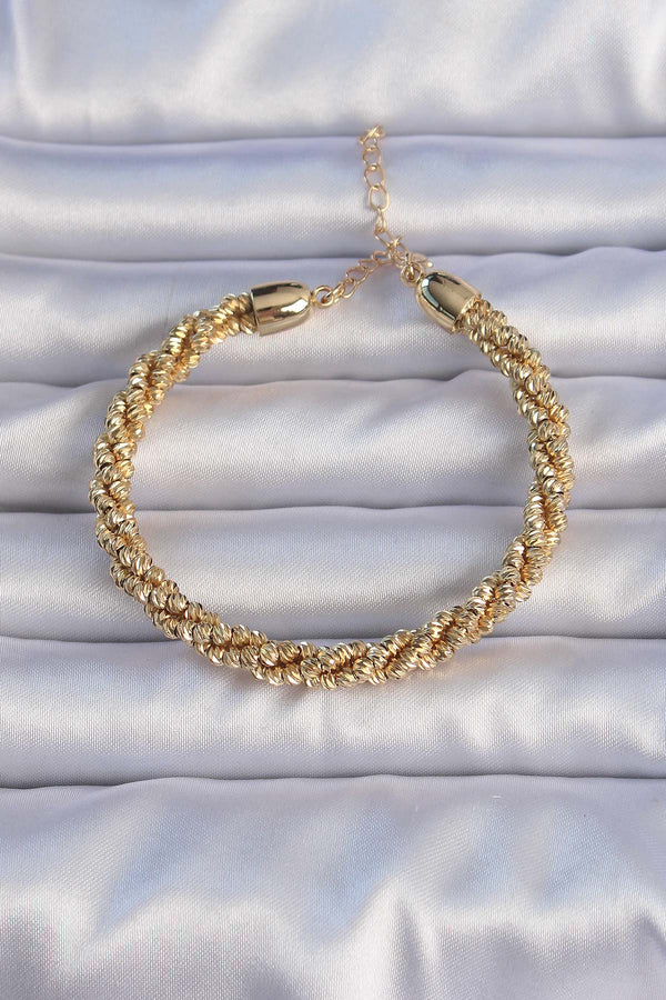 BB6295 - Pirinç Altın Renk Sarmal Model Bileklik