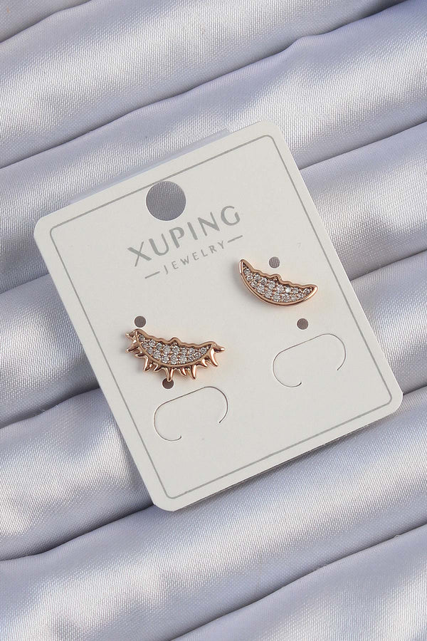 BKP9429 - Xuping Rose Renk Zirkon Taşlı Ay ve Güneş Tasarımlı Küpe