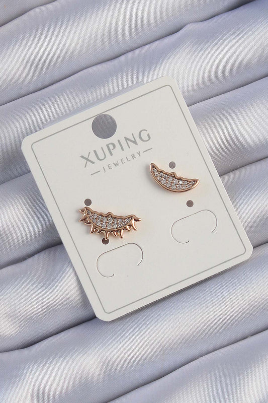 Xuping Rose Renk Zirkon Taşlı Ay ve Güneş Tasarımlı Küpe - BKP9429