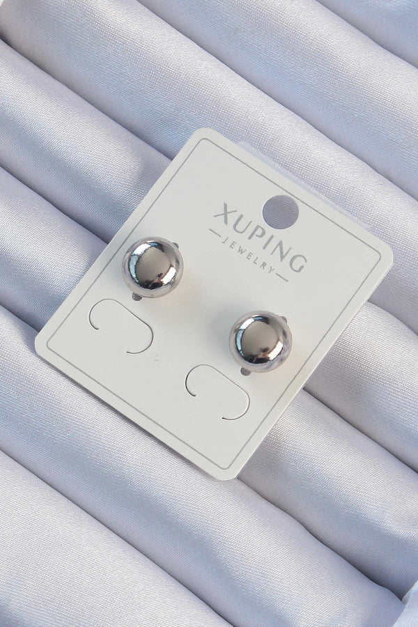 BKP9453 - Xuping Gümüş Renk Minimal Bombeli Oval Küpe