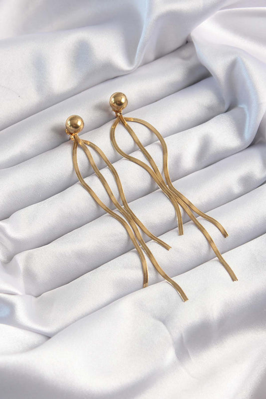 BKP9491 - 316L Çelik Altın Renk İtalyan Model Topçuk Küpe