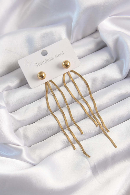 BKP9491 - 316L Çelik Altın Renk İtalyan Model Topçuk Küpe