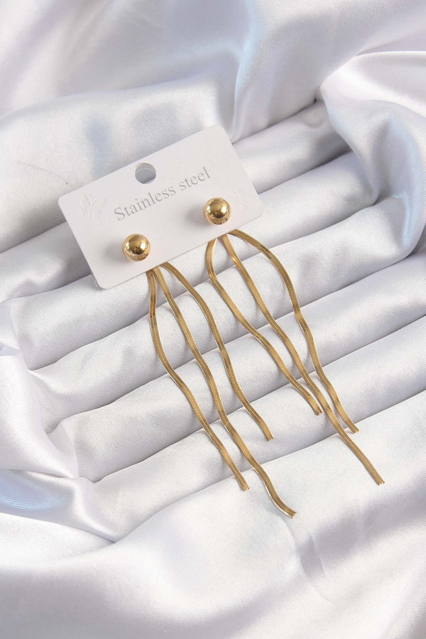 BKP9491 - 316L Çelik Altın Renk İtalyan Model Topçuk Küpe