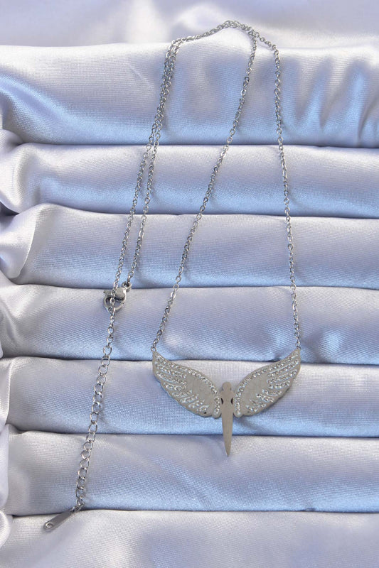 BKO9264 - 316L Çelik Gümüş Renk Zirkon Taşlı Mikail Kolye