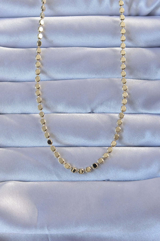 BKO9272 - Pirinç Gold Renk Parçalı Ezme Kolye