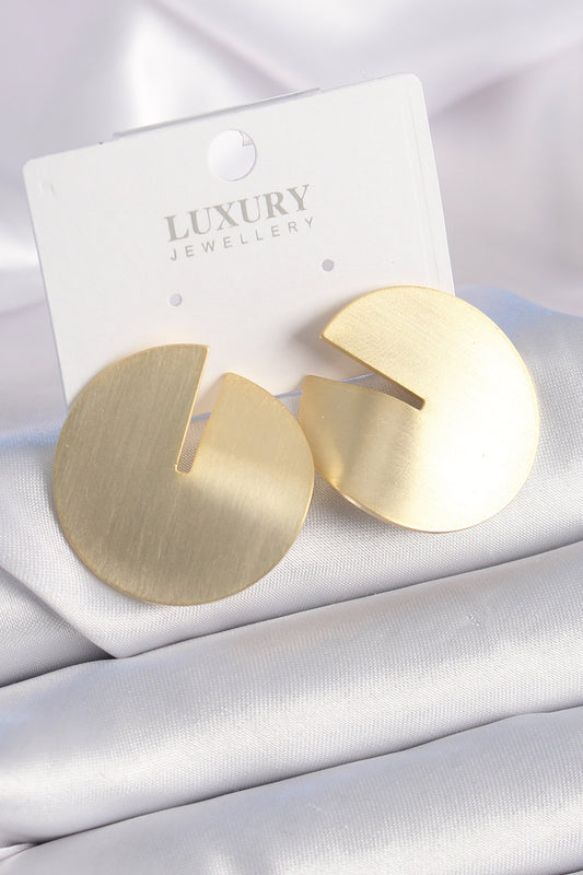 Pirinç Gold Renk Daire Plaka Model Kadın Küpe - BKP9525