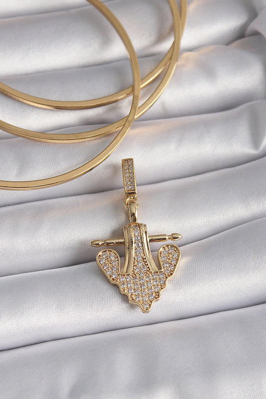 Pirinç Gold Renk Zirkon Taşlı Çapa Model Ajda Charm - BC1000