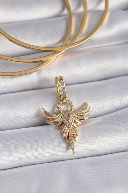 Pirinç Gold Renk Zirkon Taşlı Anka Kuşu Model Ajda Charm - BC1005